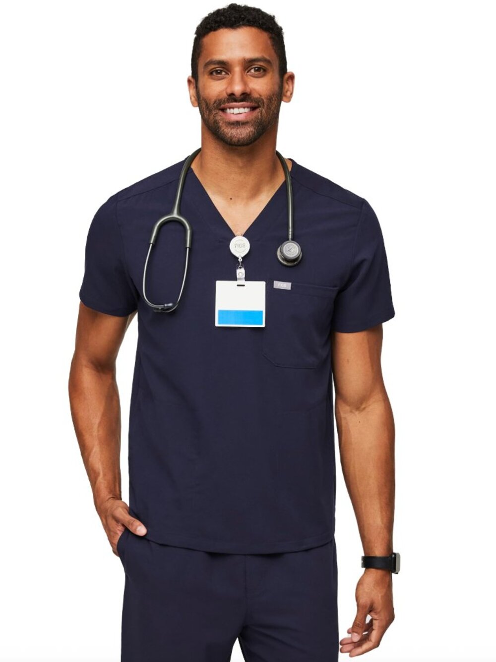 FIGS Chisec 3-Pocket Scrub Top Men's Navy Blue Size XL Style TM3000
